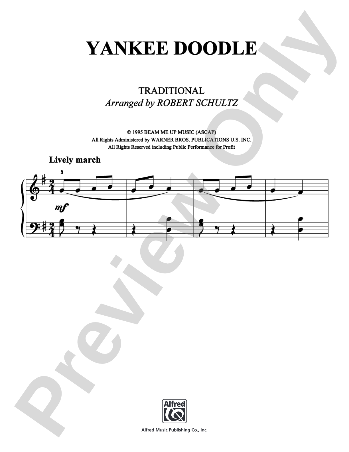 Yankee Doodle: Easy Piano Digital Sheet Music