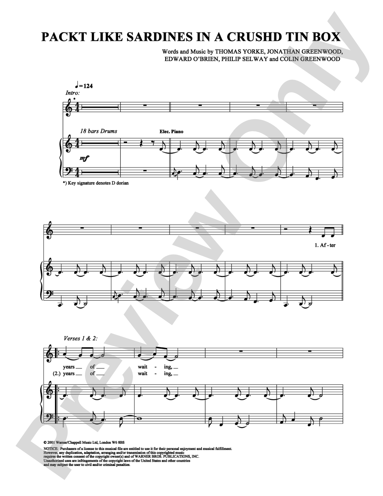 Packt Like Sardines in a Crushd Tin Box: Piano/Vocal/Chords Digital Sheet Music