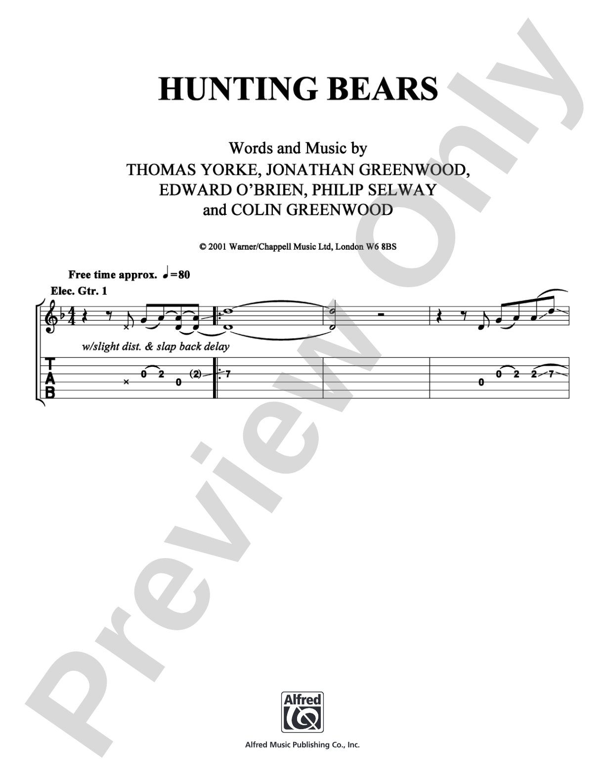 Hunting Bears: Guitar TAB Digital Sheet Music