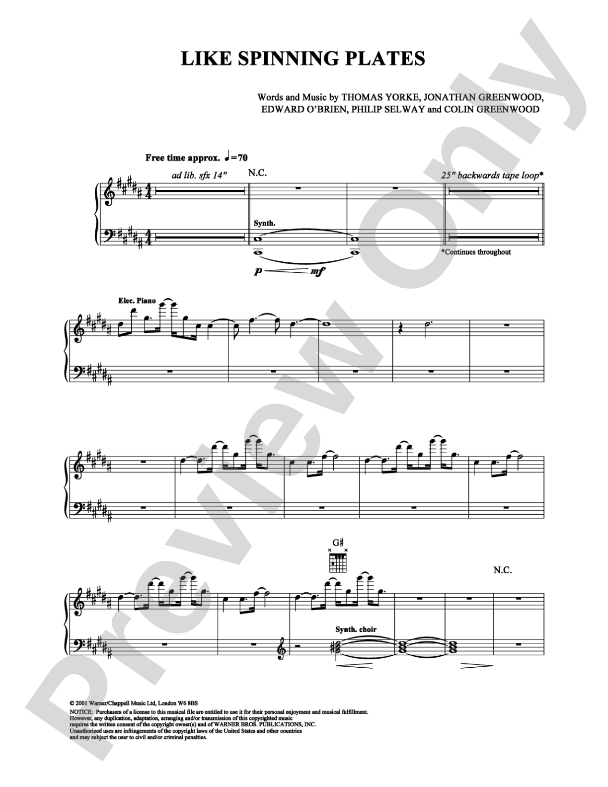 Like Spinning Plates: Piano/Vocal/Chords Digital Sheet Music