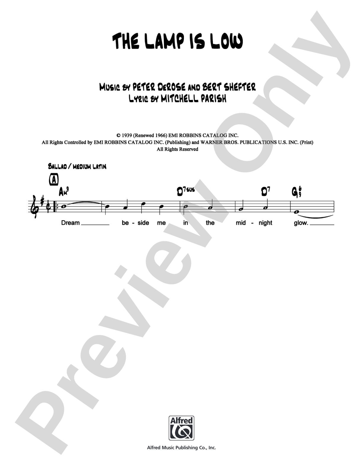 The Lamp is Low: Lead Sheet Digital Sheet Music