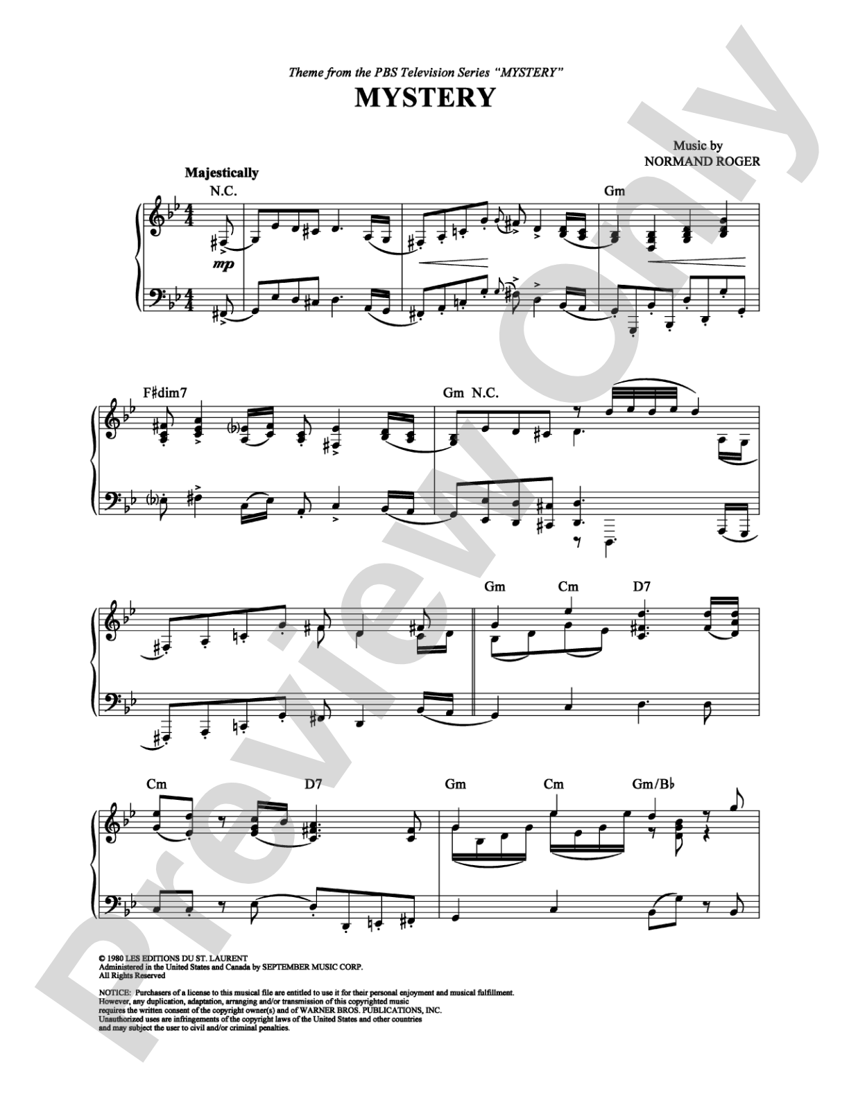 Mystery: Piano Digital Sheet Music