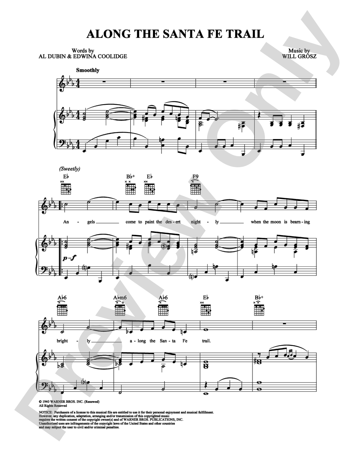 Along the Santa Fe Trail: Piano/Vocal/Chords Digital Sheet Music