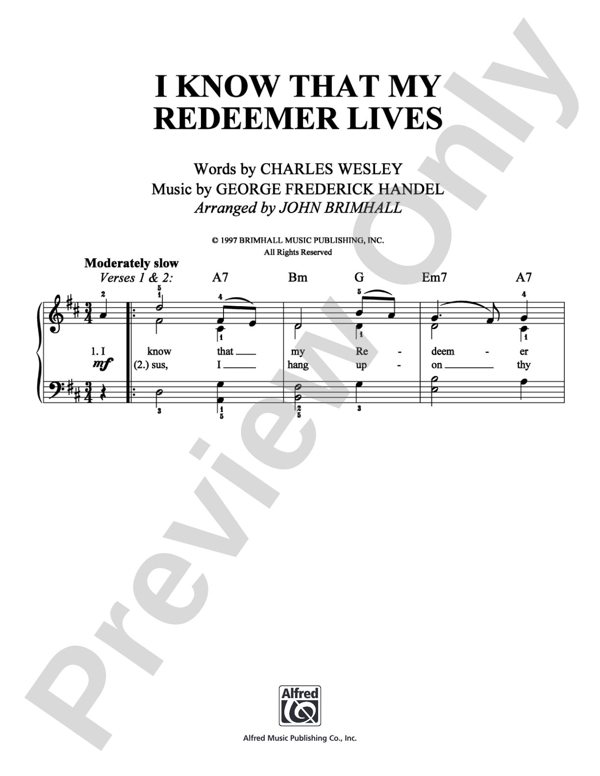 I Know That My Redeemer Lives: Easy Piano Digital Sheet Music