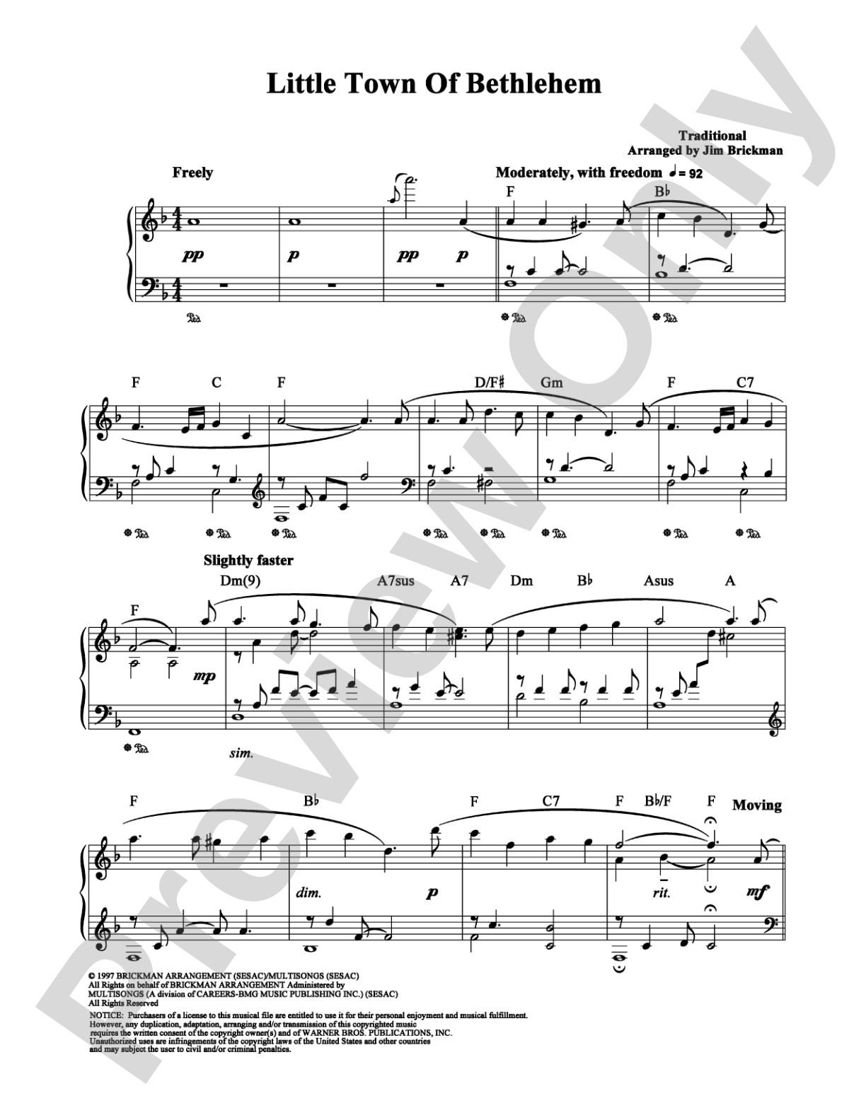 Little Town Of Bethlehem: Piano Digital Sheet Music