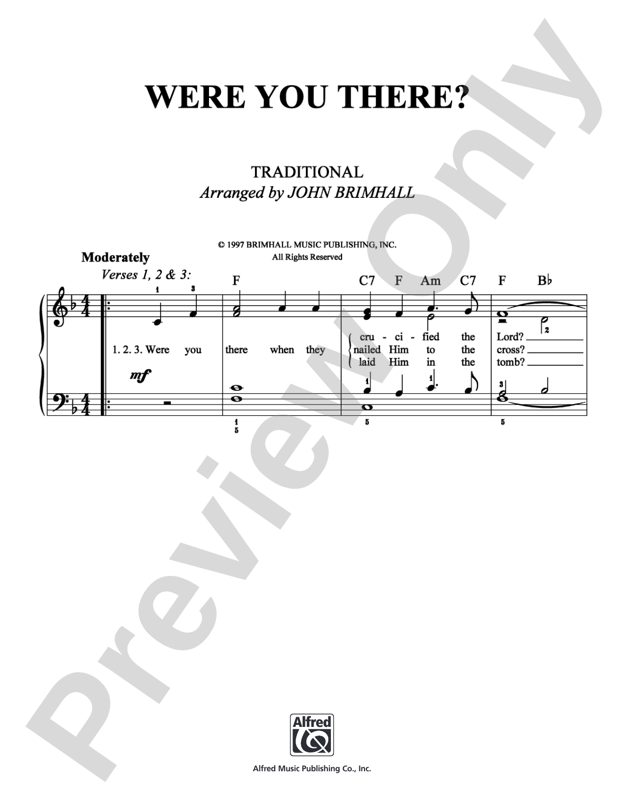 Were You There?: Easy Piano Digital Sheet Music