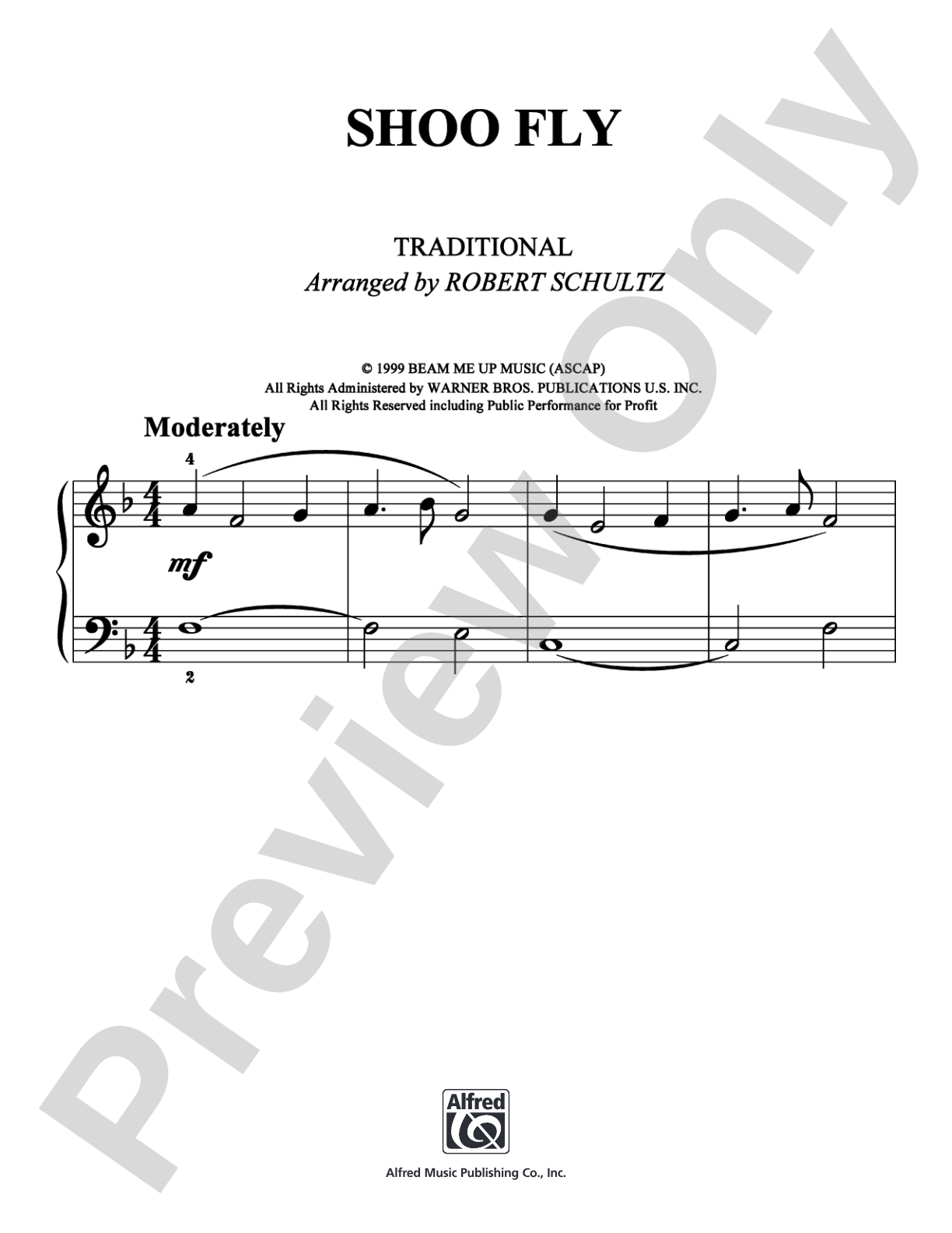 Shoo Fly: Easy Piano Digital Sheet Music