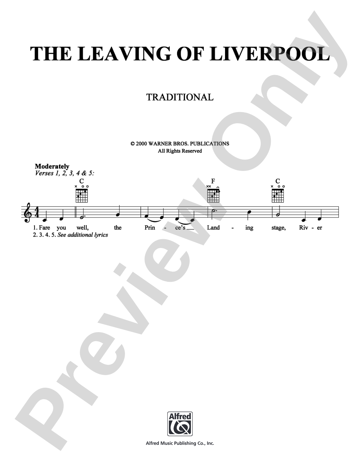 The Leaving of Liverpool: Lead Sheet Digital Sheet Music