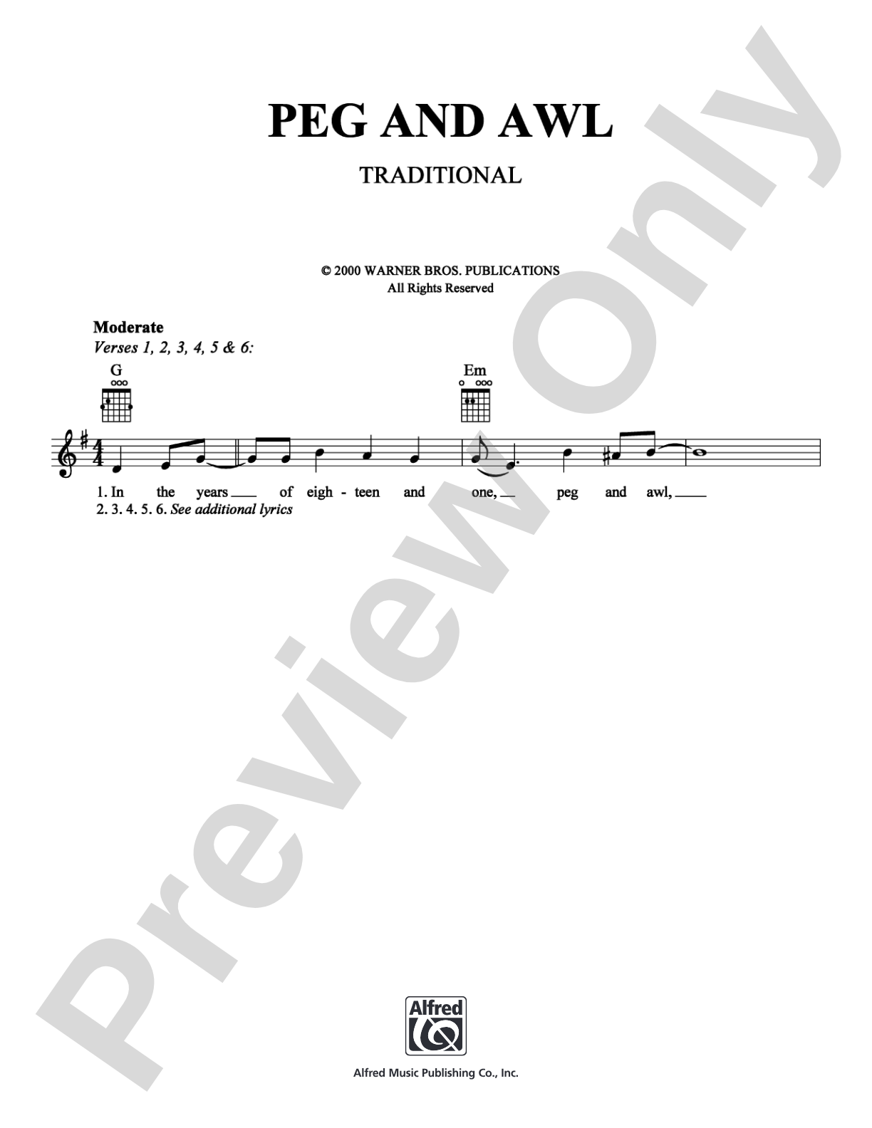 Peg and Awl: Lead Sheet Digital Sheet Music