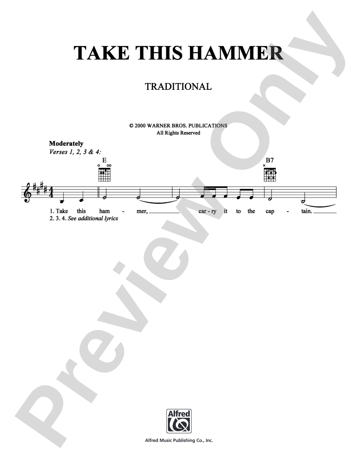Take This Hammer: Lead Sheet Digital Sheet Music