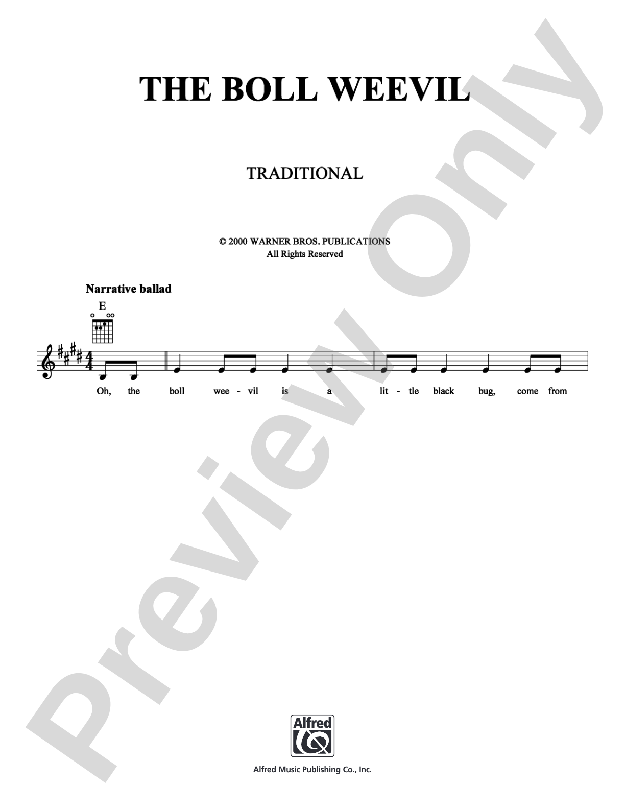 The Boll Weevil: Lead Sheet Digital Sheet Music