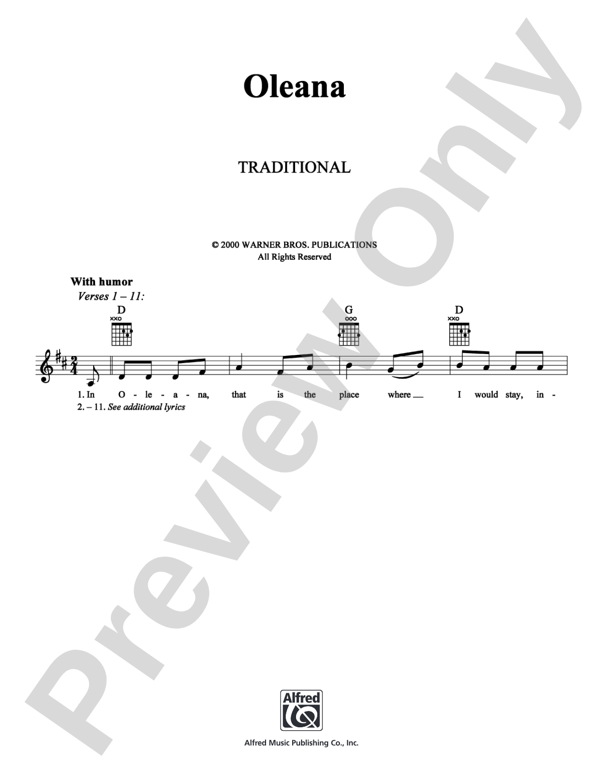 Oleana: Lead Sheet Digital Sheet Music