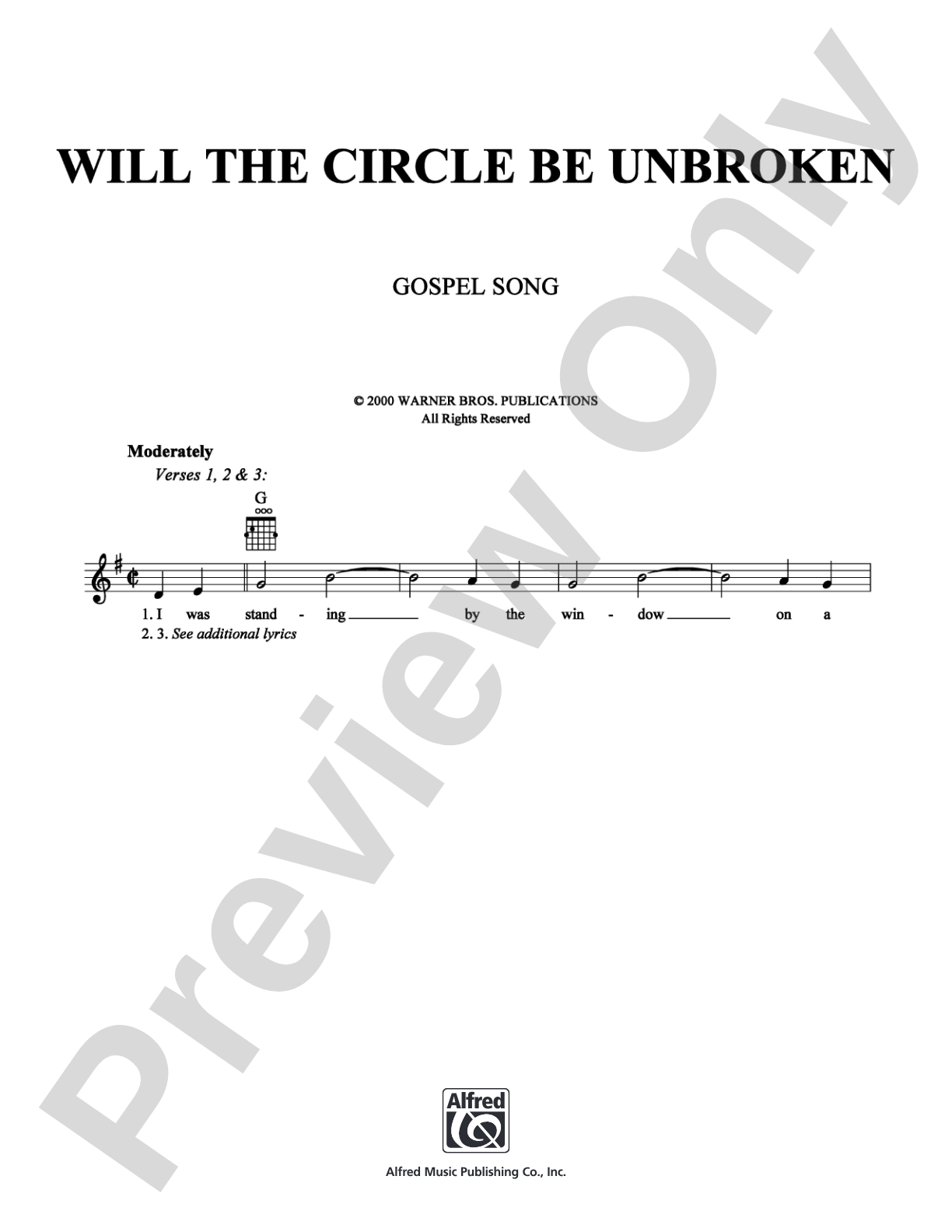Will the Circle Be Unbroken: Lead Sheet Digital Sheet Music