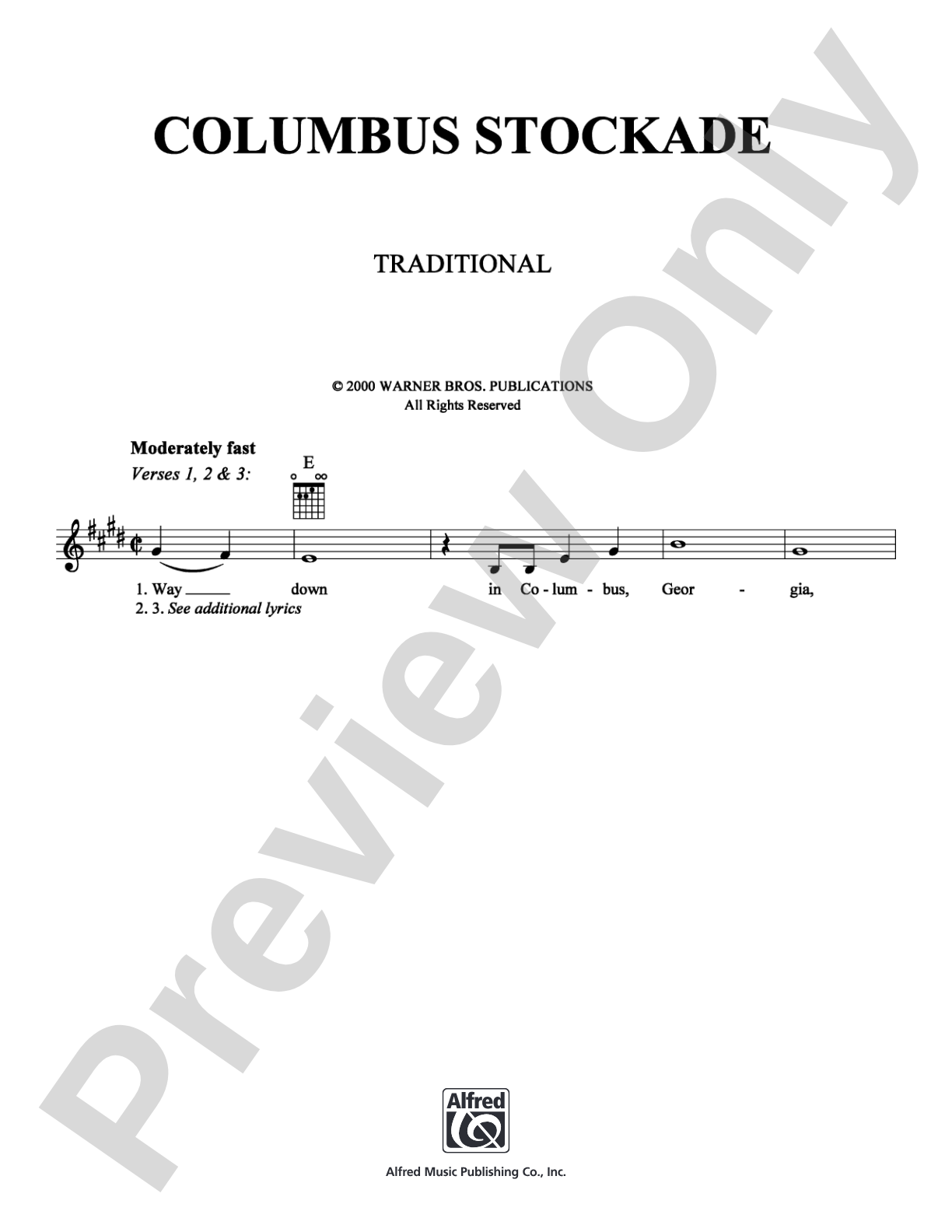 Columbus Stockade: Lead Sheet Digital Sheet Music