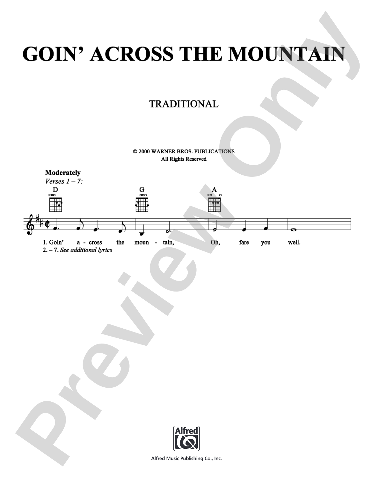 Goin' Across the Mountain: Lead Sheet Digital Sheet Music