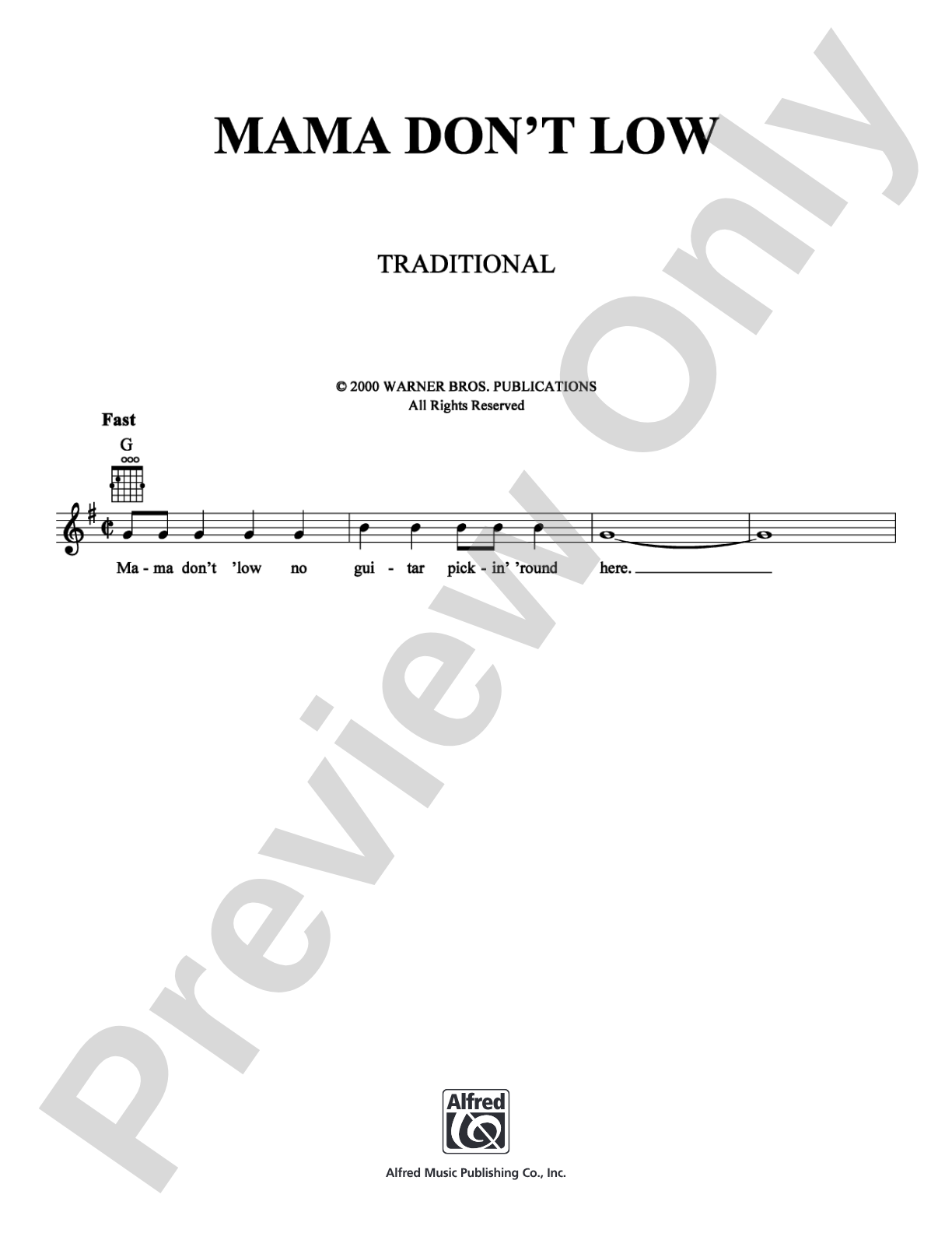 Mama Don't 'Low: Lead Sheet Digital Sheet Music