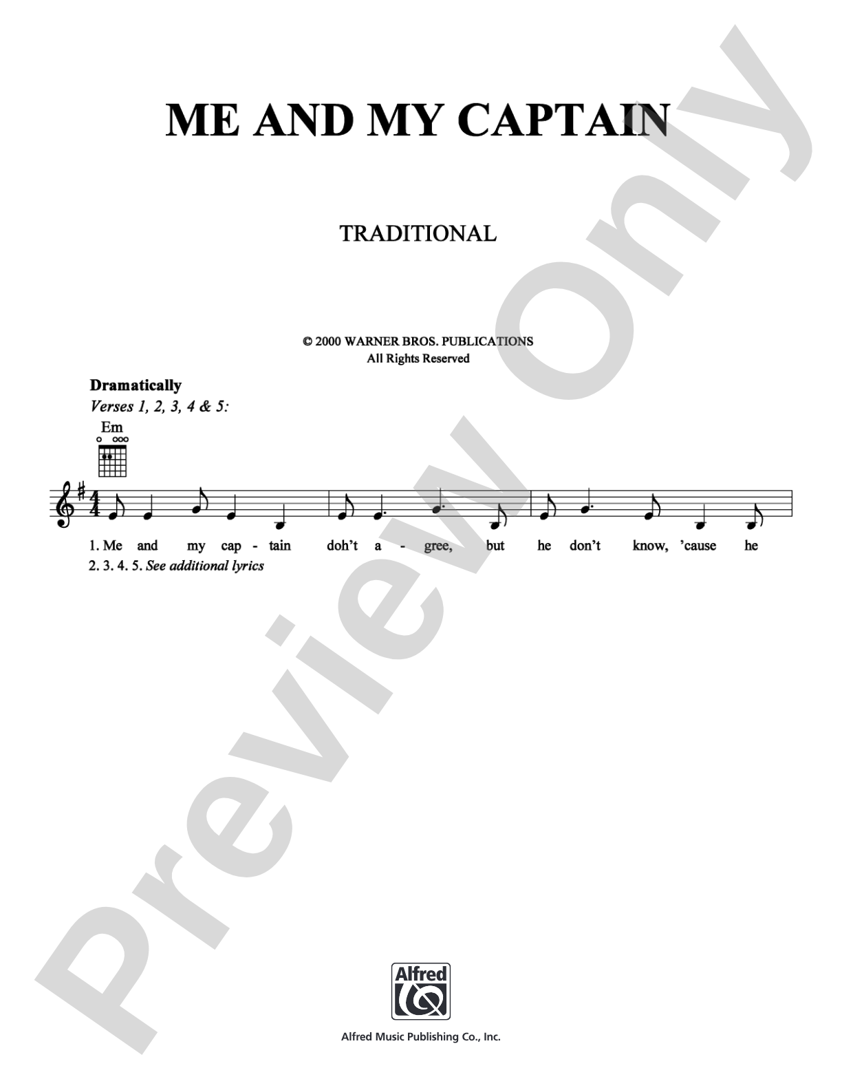 Me and My Captain: Lead Sheet Digital Sheet Music