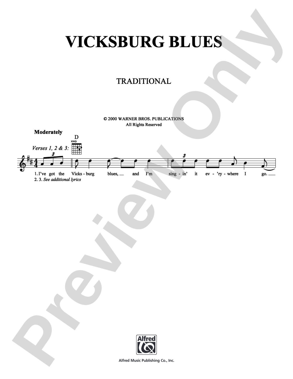 Vicksburg Blues: Lead Sheet Digital Sheet Music