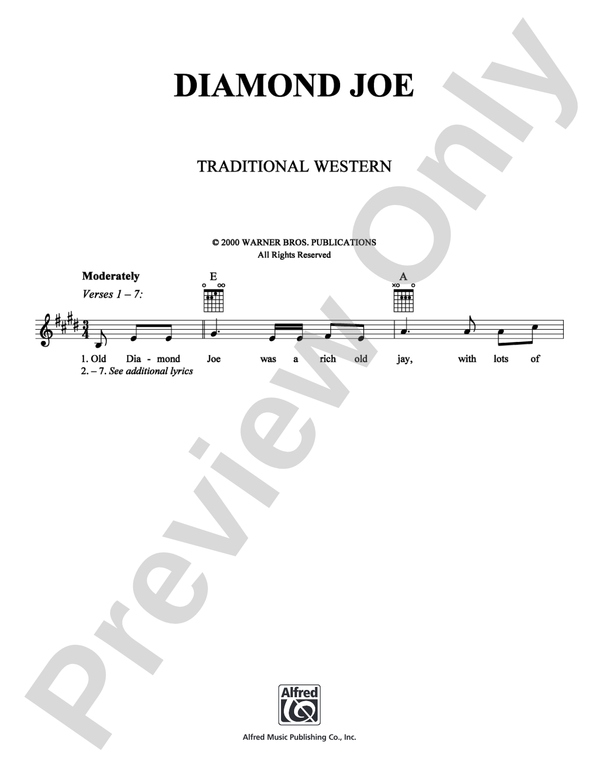 Diamond Joe: Lead Sheet Digital Sheet Music