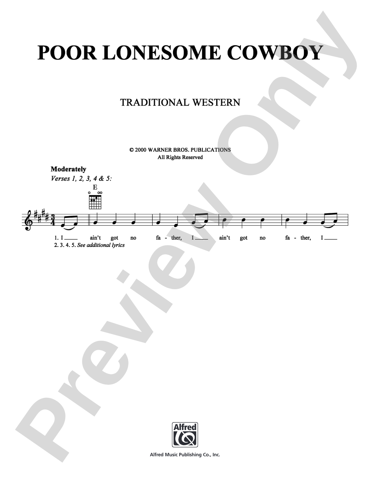 Poor Lonesome Cowboy: Lead Sheet Digital Sheet Music