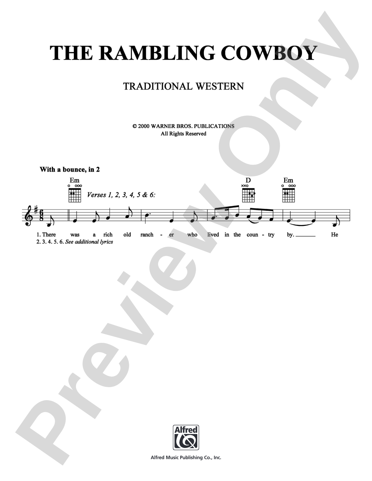 The Rambling Cowboy: Lead Sheet Digital Sheet Music