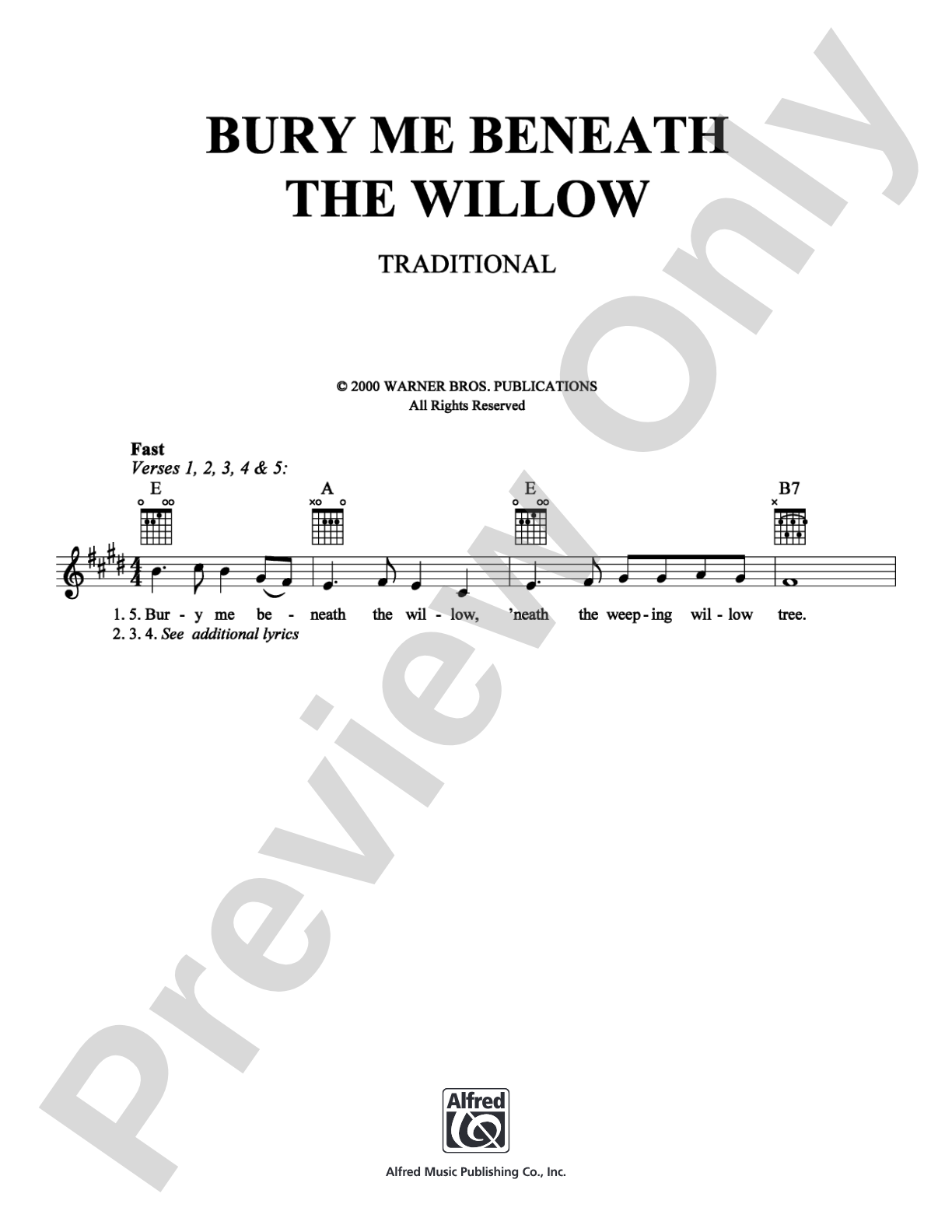 Bury Me Beneath the Willow: Lead Sheet Digital Sheet Music