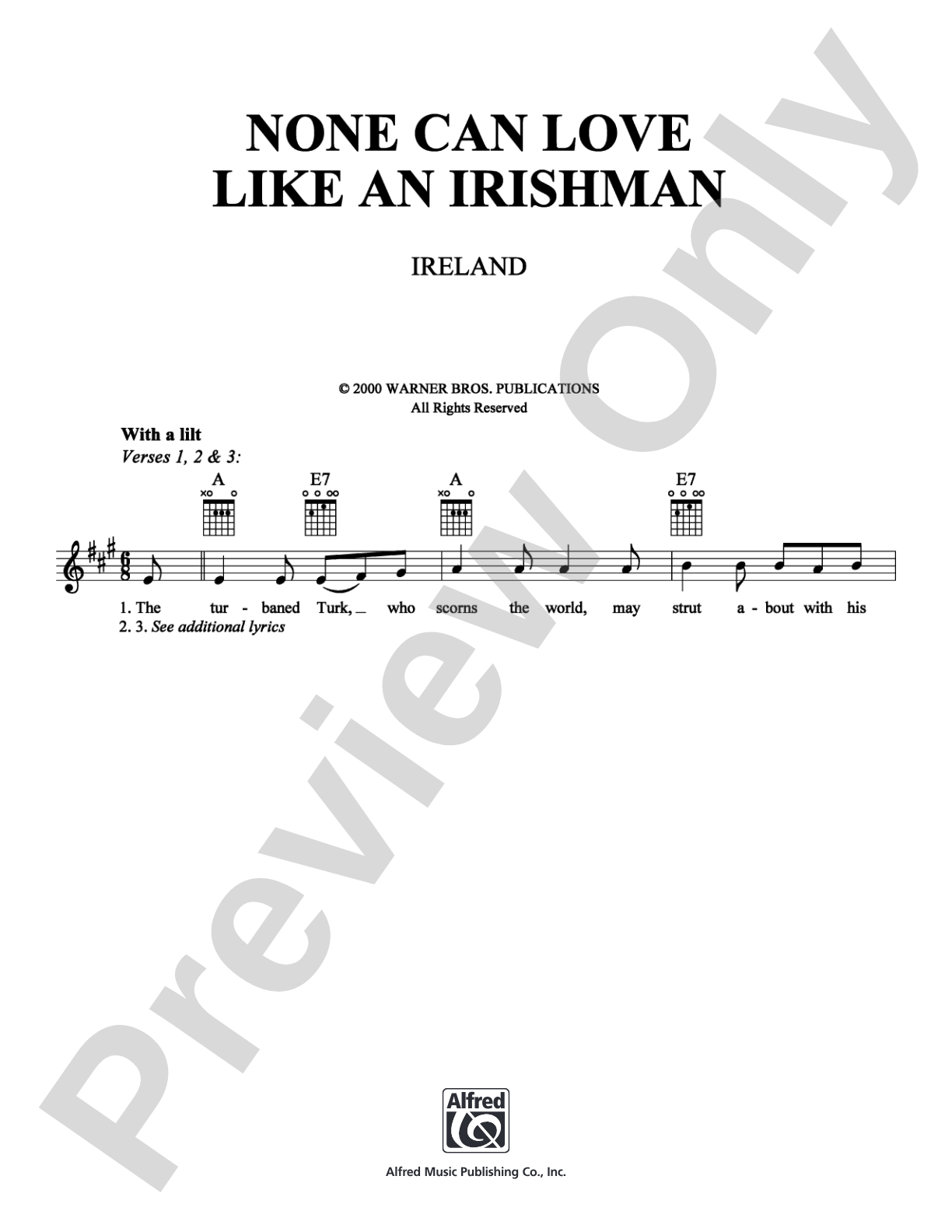 None Can Love Like an Irishman: Lead Sheet Digital Sheet Music