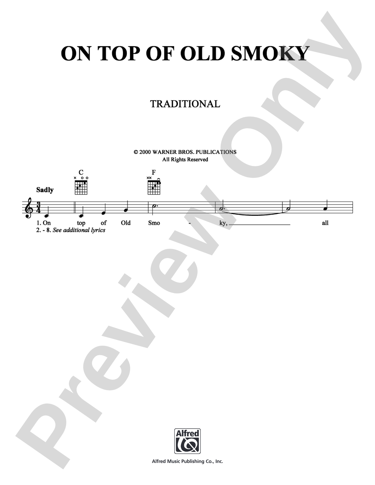 On Top of Old Smoky: Lead Sheet Digital Sheet Music