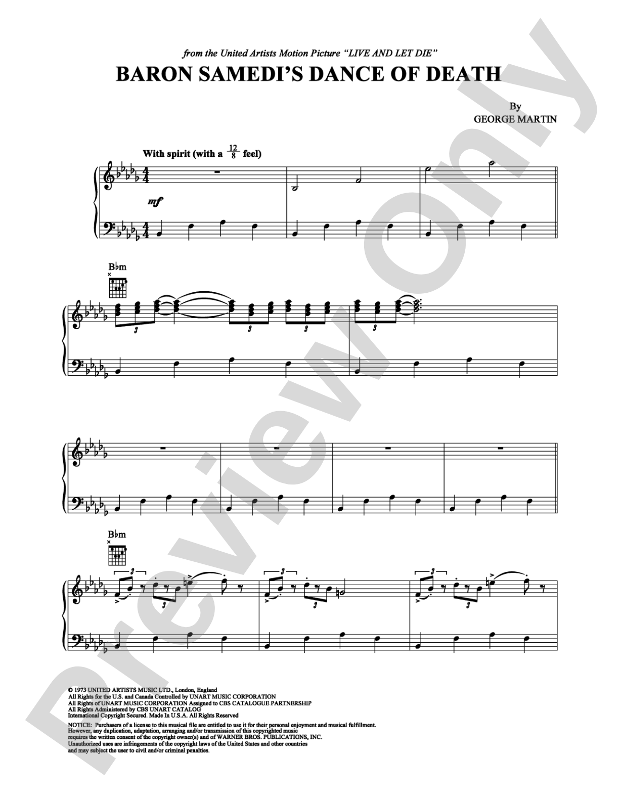 Baron Samedi's Dance of Death: Piano Digital Sheet Music