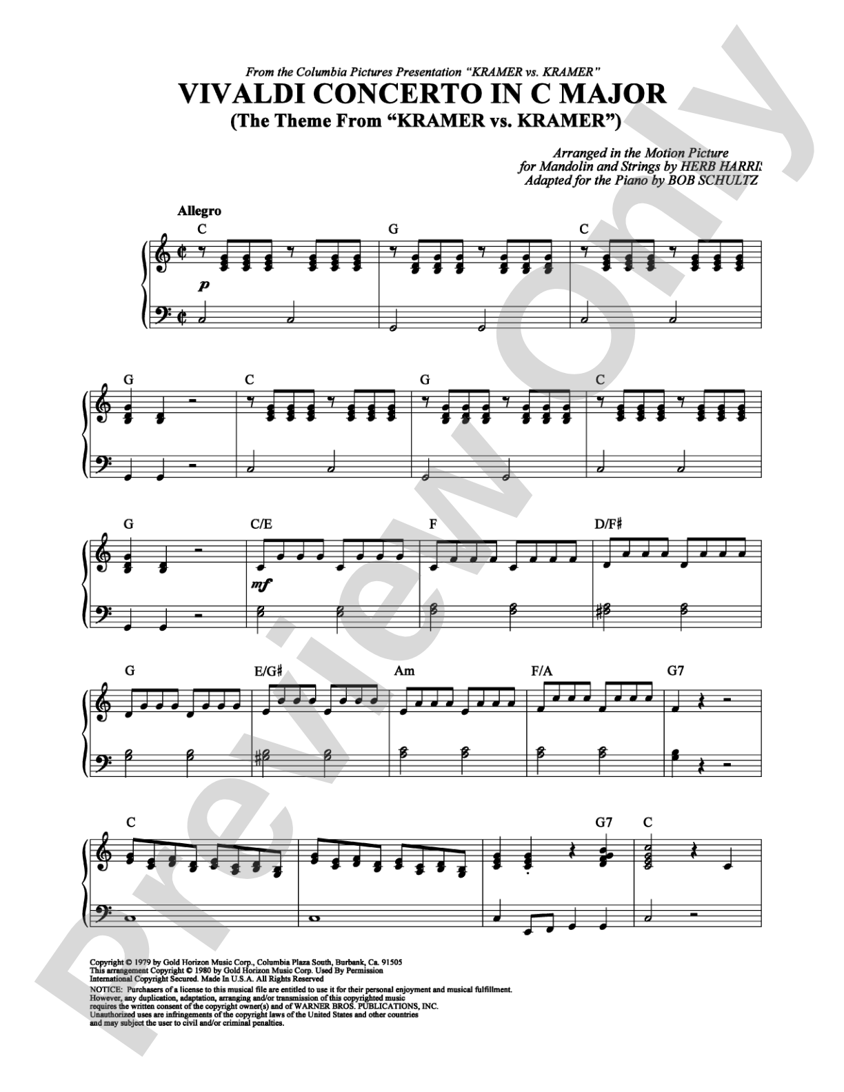 Concerto In C Major: Piano Digital Sheet Music