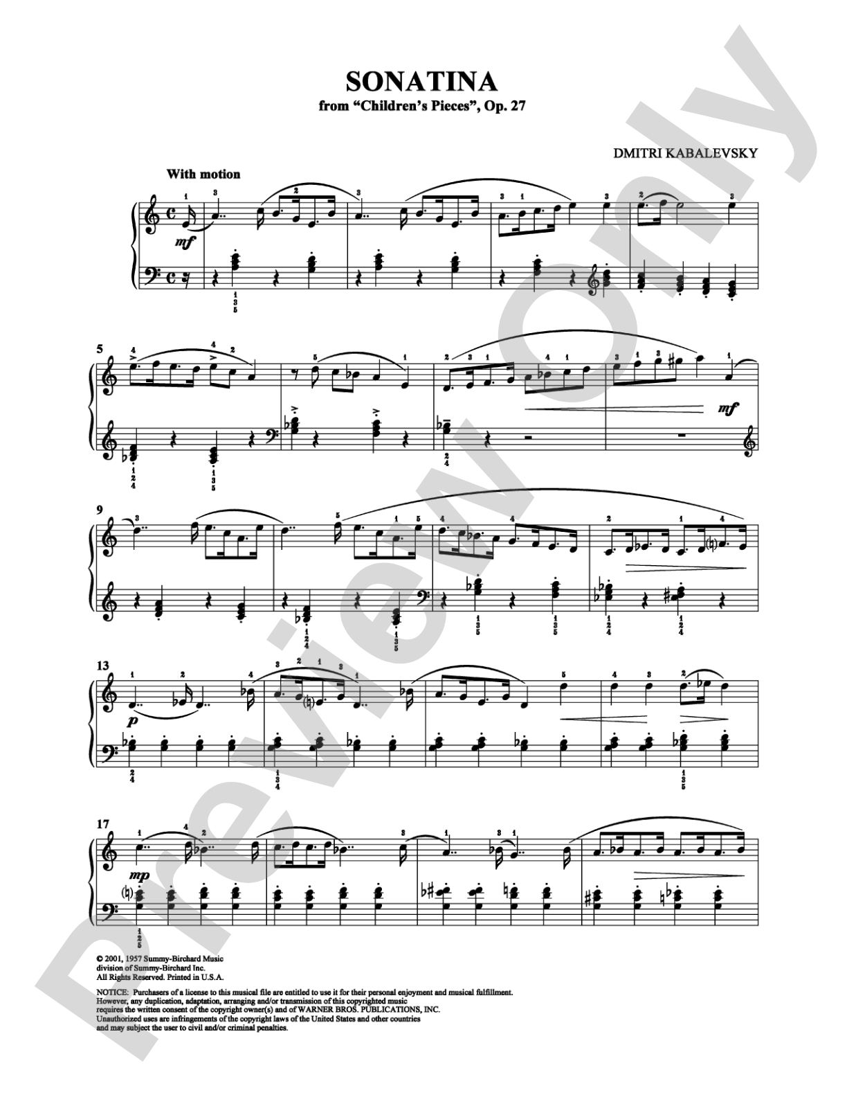 Sonatina: Piano Digital Sheet Music