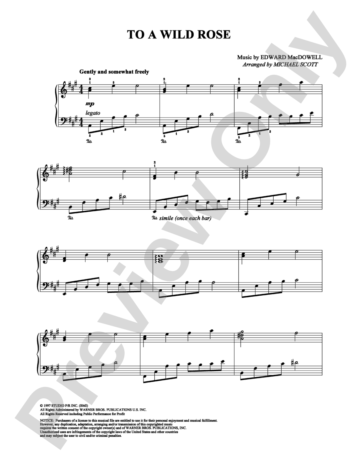To A Wild Rose: Piano Digital Sheet Music
