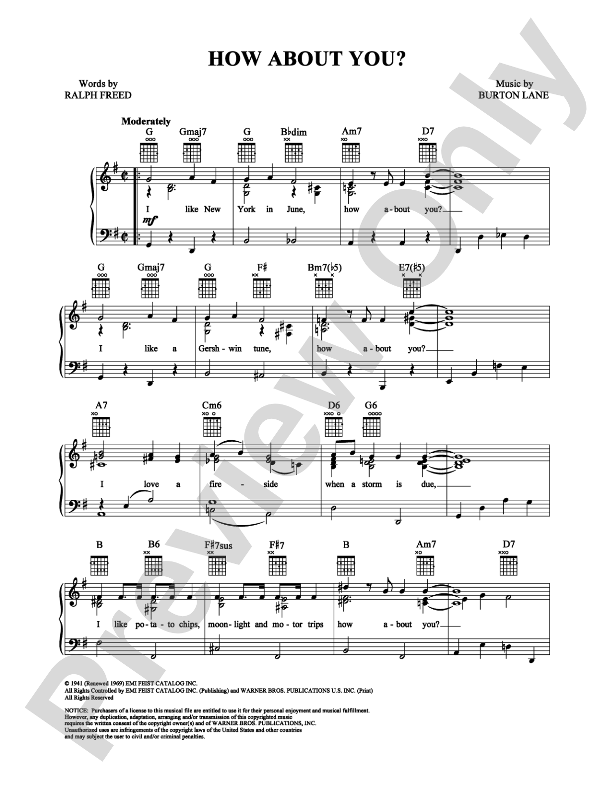 How About You?: Piano/Vocal/Chords Digital Sheet Music
