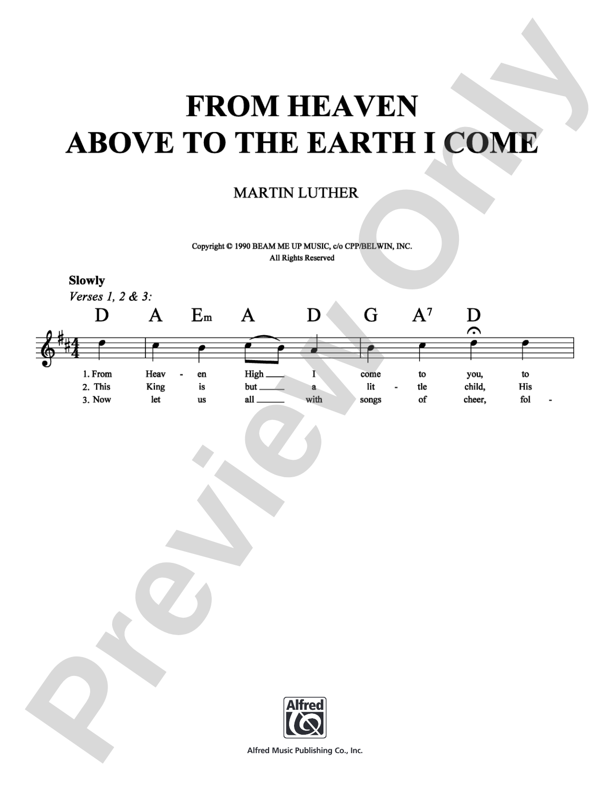 From Heaven Above to the Earth I Come: Lead Sheet Digital Sheet Music