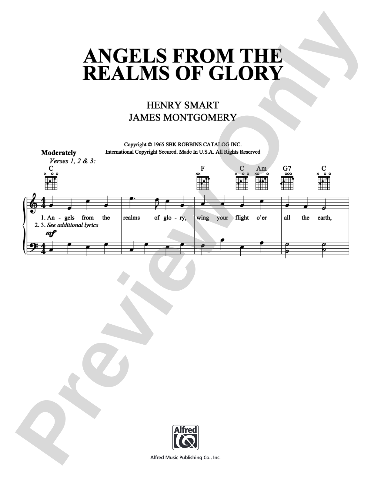 Angels From the Realms of Glory: Piano/Vocal/Chords Digital Sheet Music