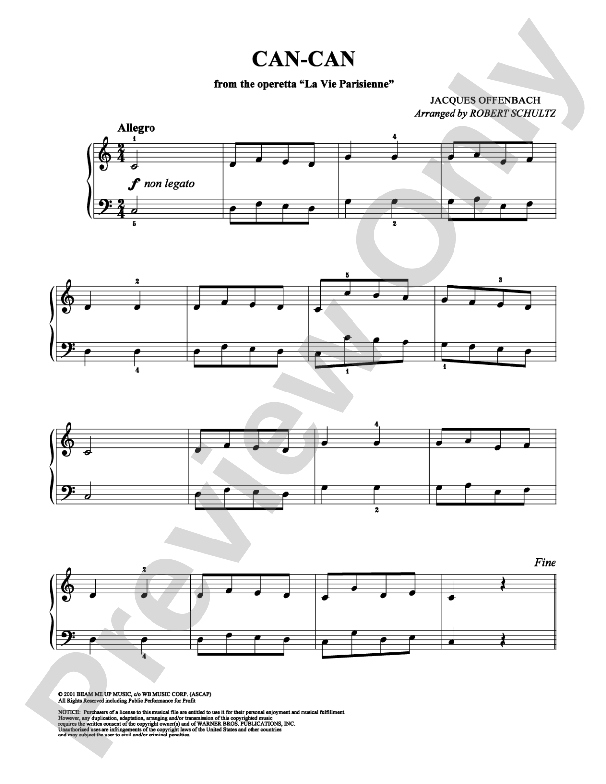 Can-Can: Easy Piano Digital Sheet Music