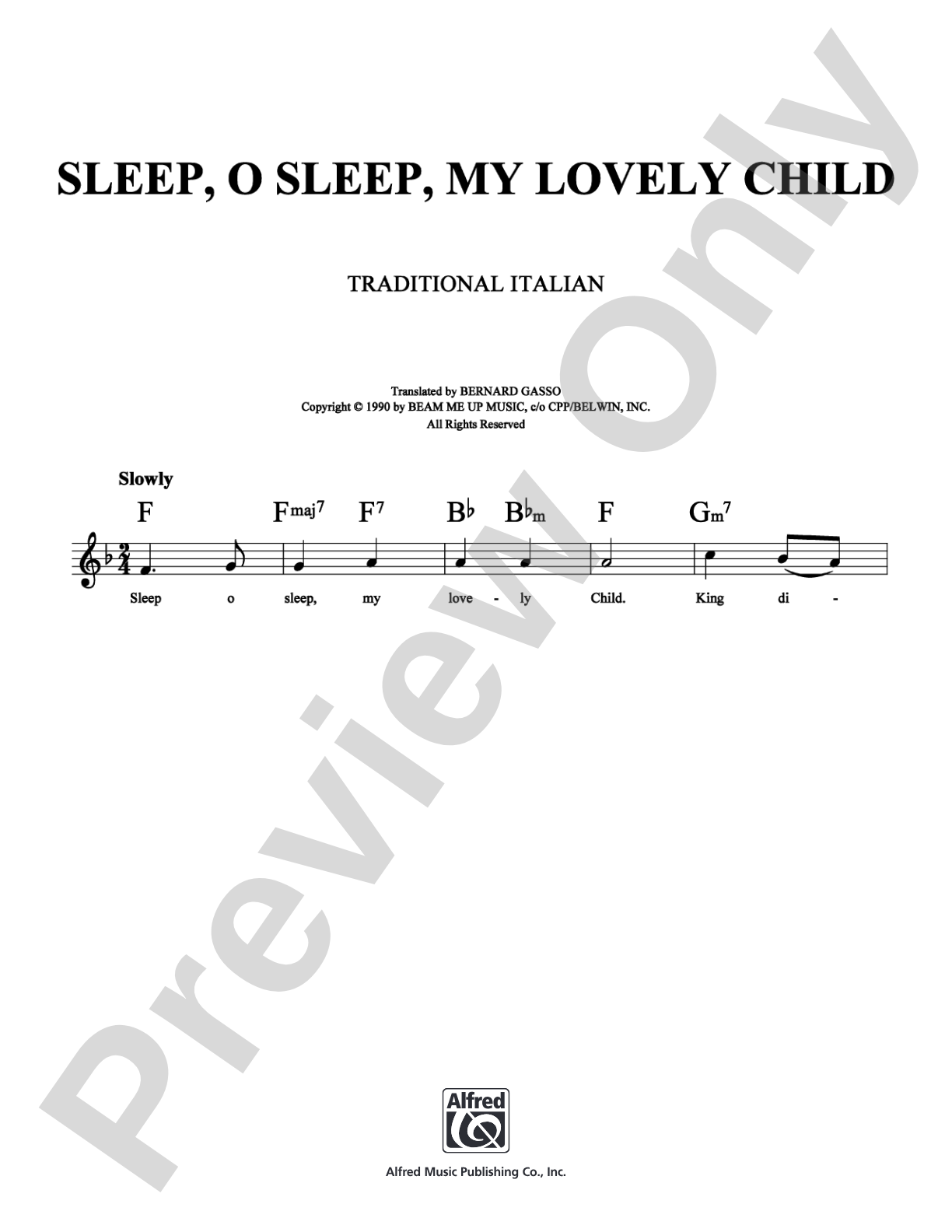 Sleep, O Sleep, My Lovely Child: Lead Sheet Digital Sheet Music