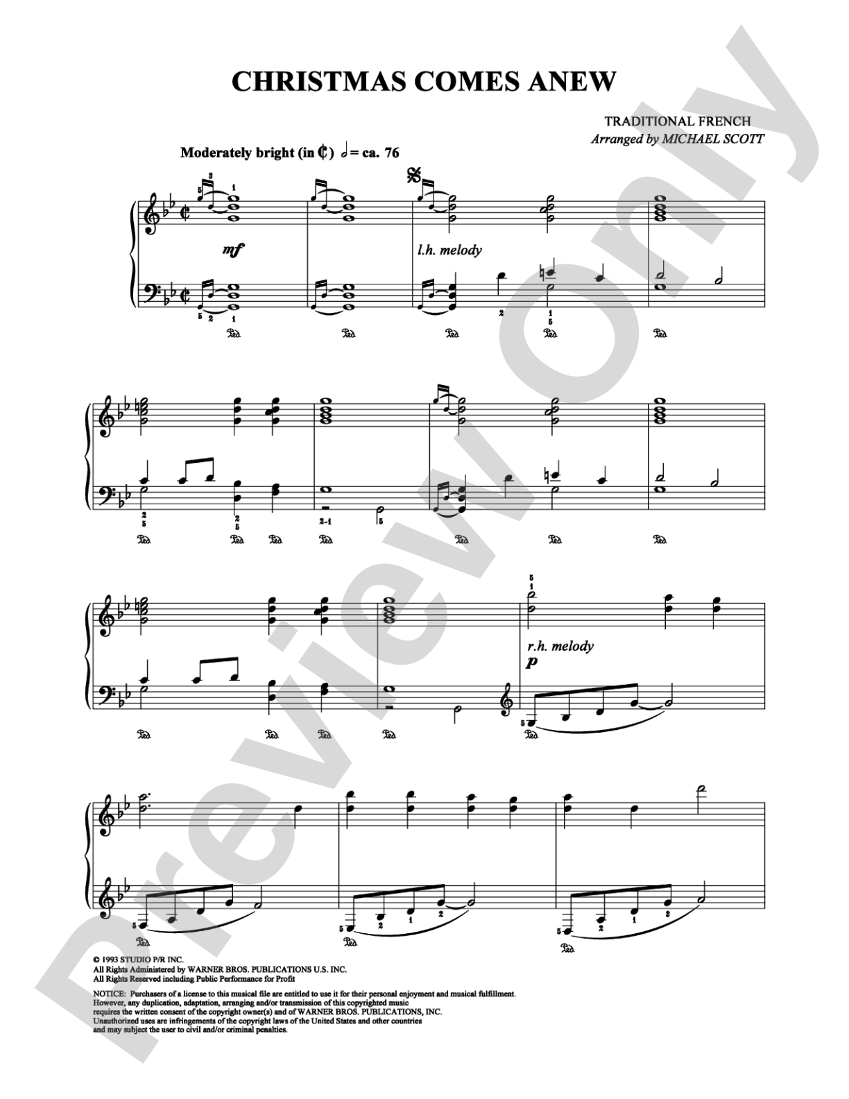 Christmas Comes Anew: Piano Digital Sheet Music