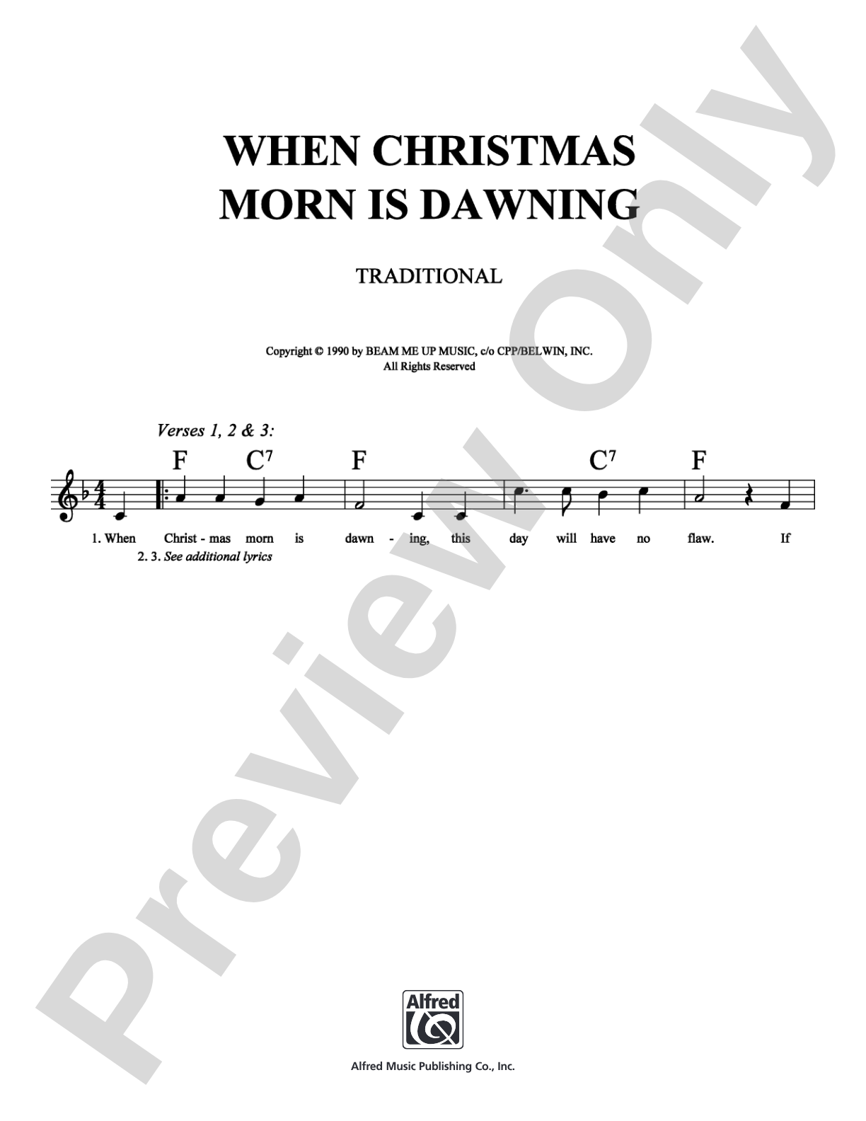 When Christmas Morn is Dawning: Lead Sheet Digital Sheet Music