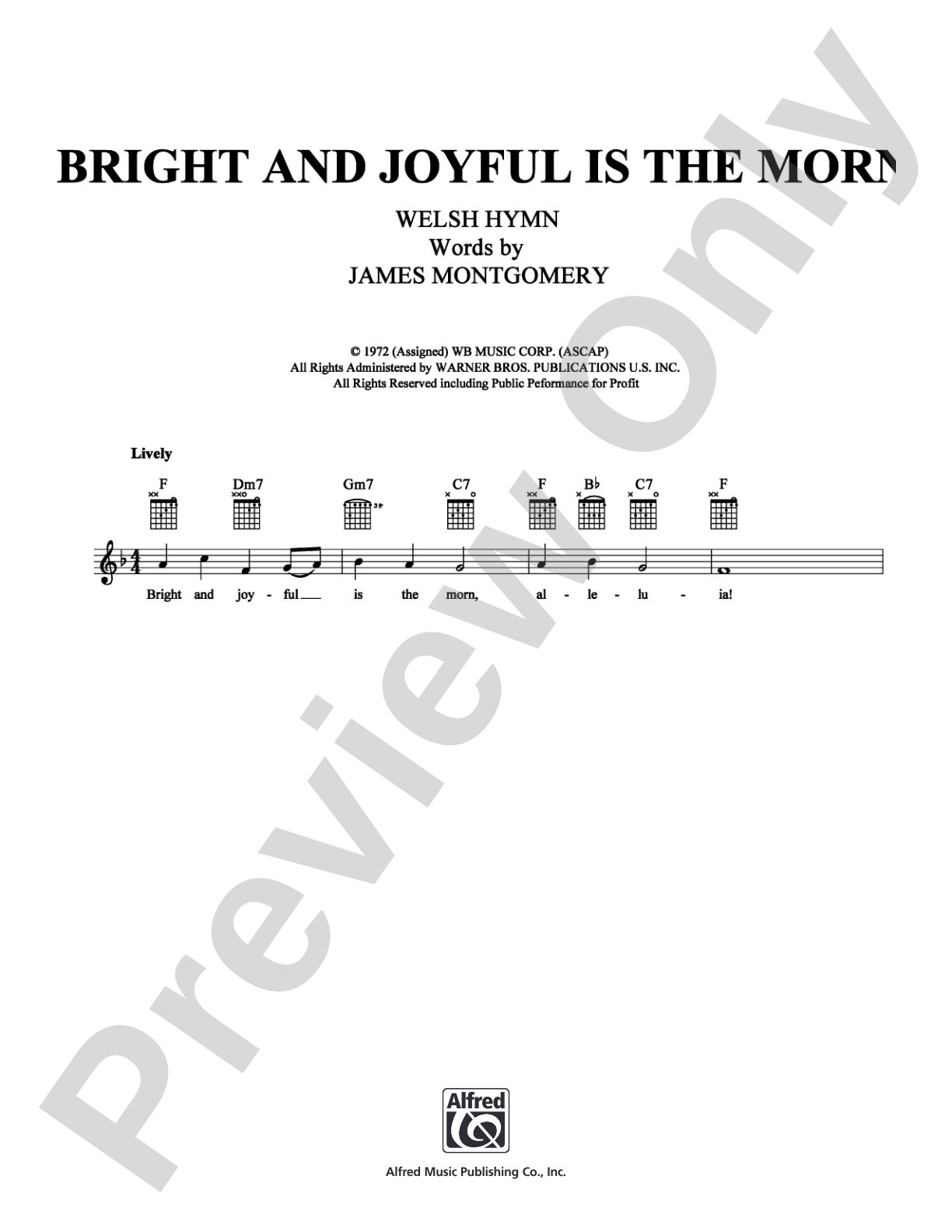Bright and Joyful Is the Morn: Lead Sheet Digital Sheet Music