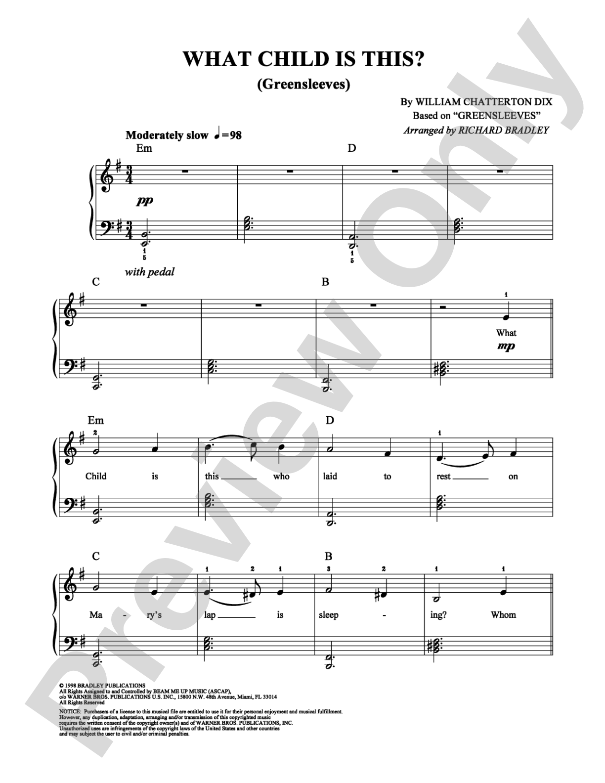 What Child Is This? (Greensleeves): Easy Piano Digital Sheet Music