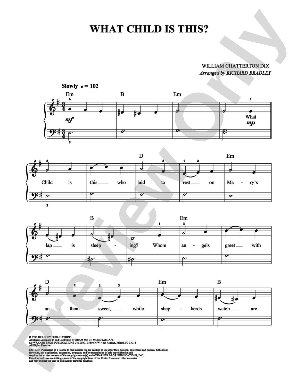 What Child Is This?: Easy Piano Digital Sheet Music