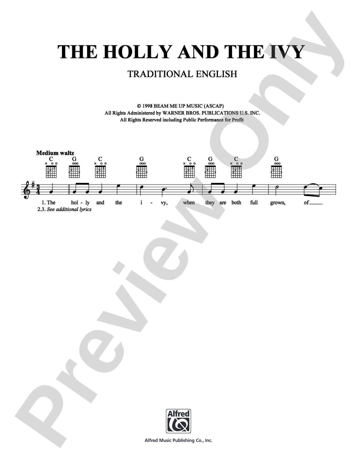 The Holly and the Ivy: Lead Sheet Digital Sheet Music