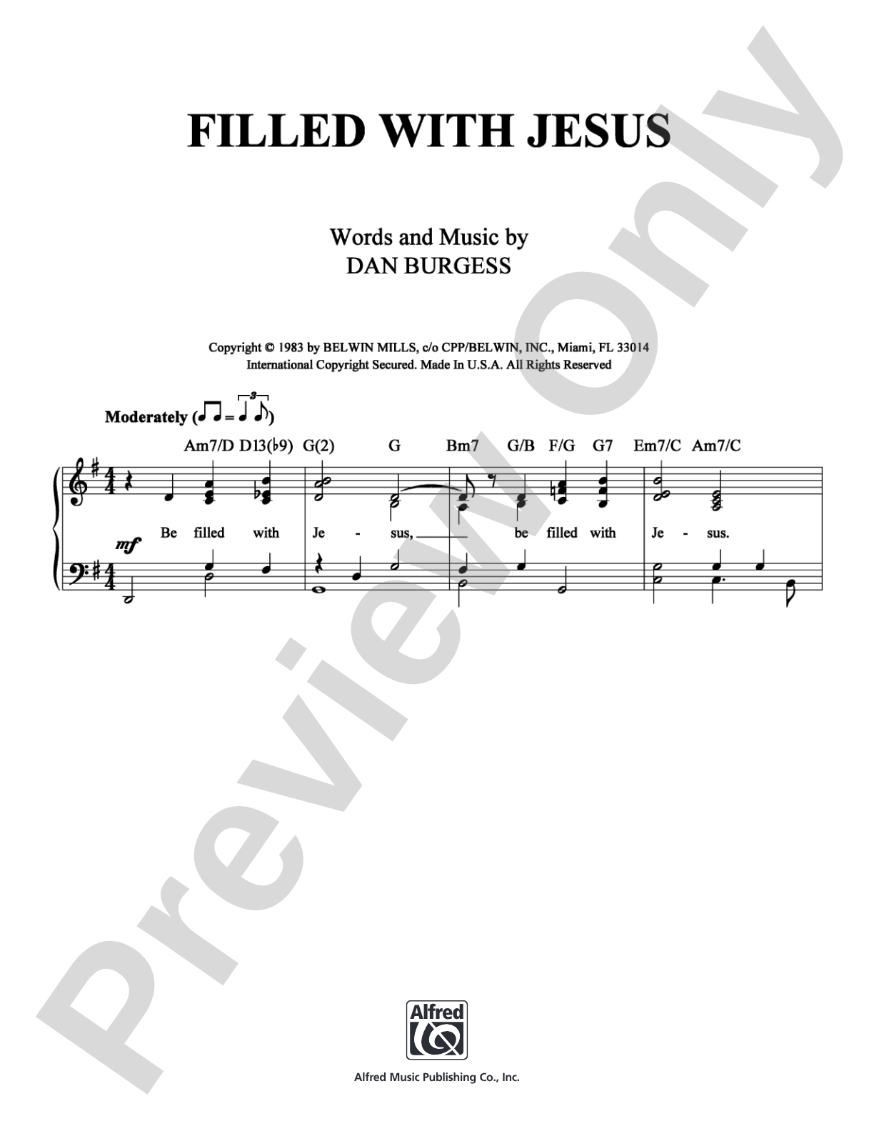 Filled With Jesus: Piano/Vocal/Chords Digital Sheet Music
