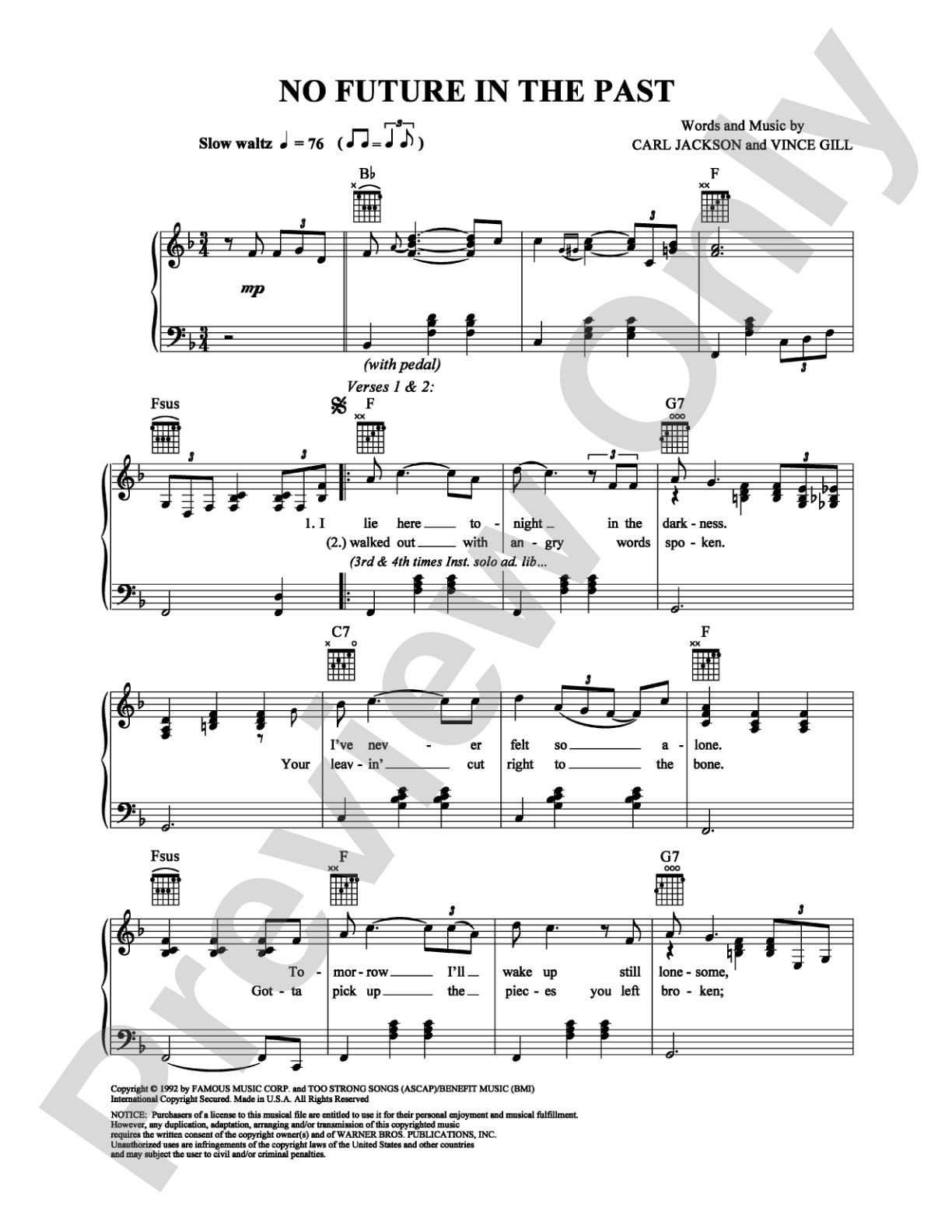 No Future in the Past: Piano/Vocal/Chords Digital Sheet Music