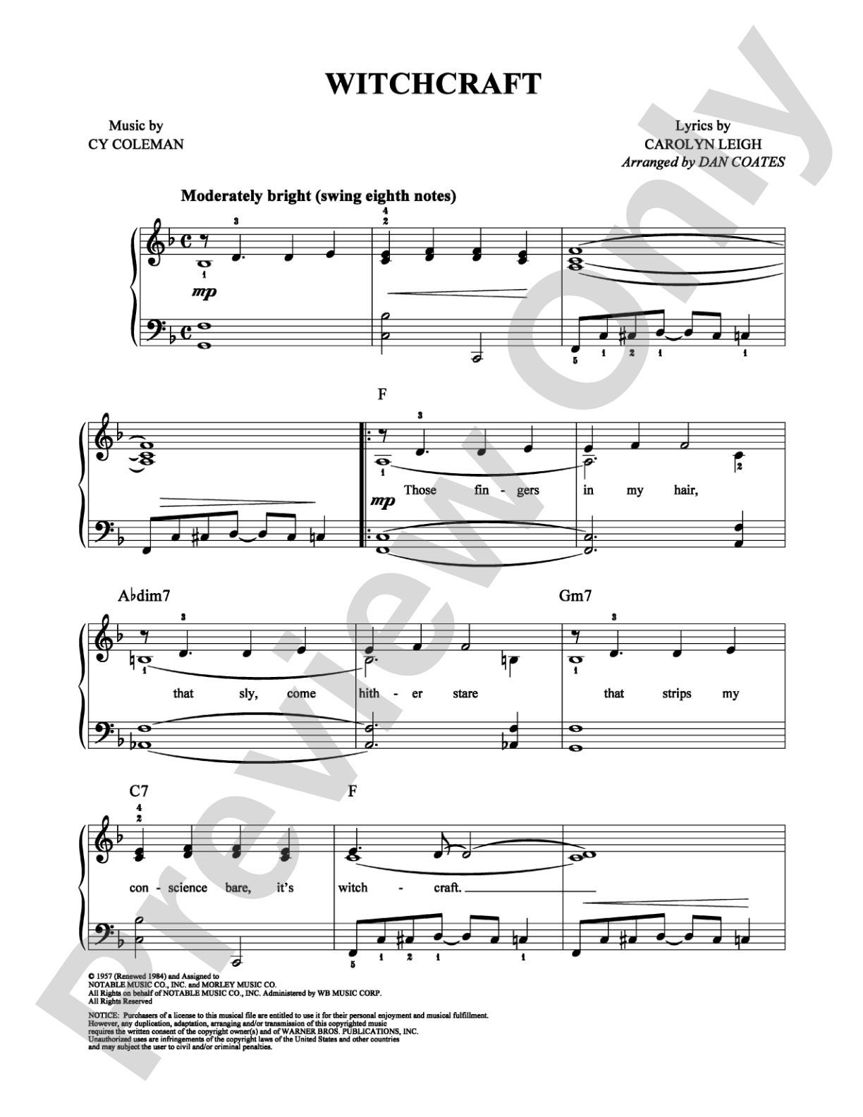 Witchcraft: Easy Piano Digital Sheet Music