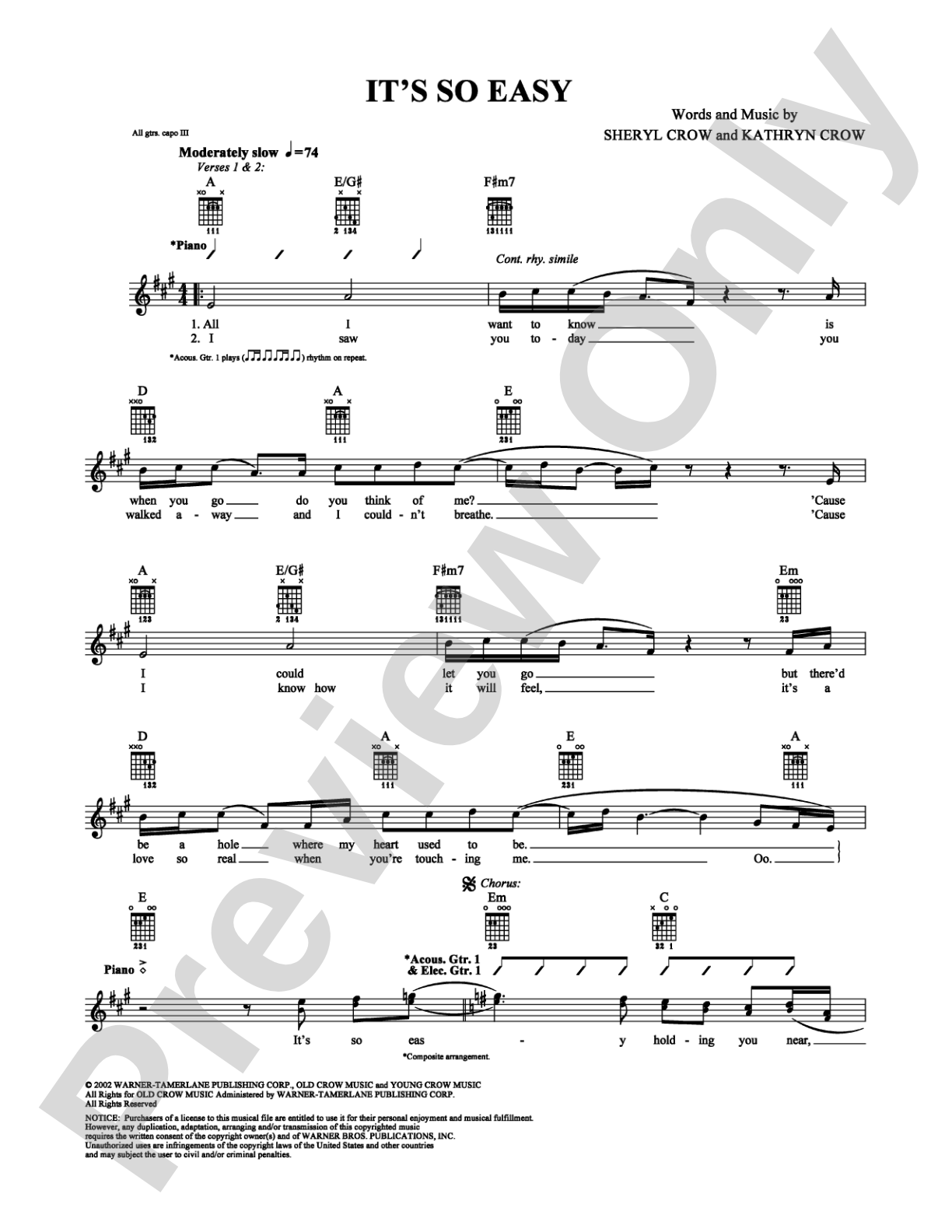 It's So Easy: Guitar TAB Digital Sheet Music