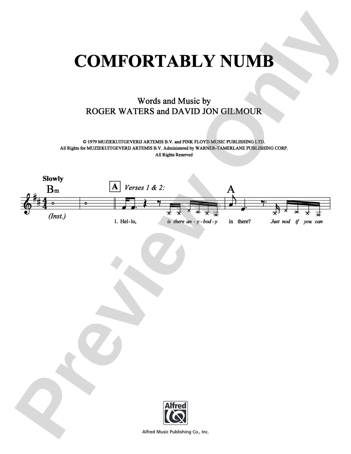 Comfortably Numb: Lead Sheet Digital Sheet Music