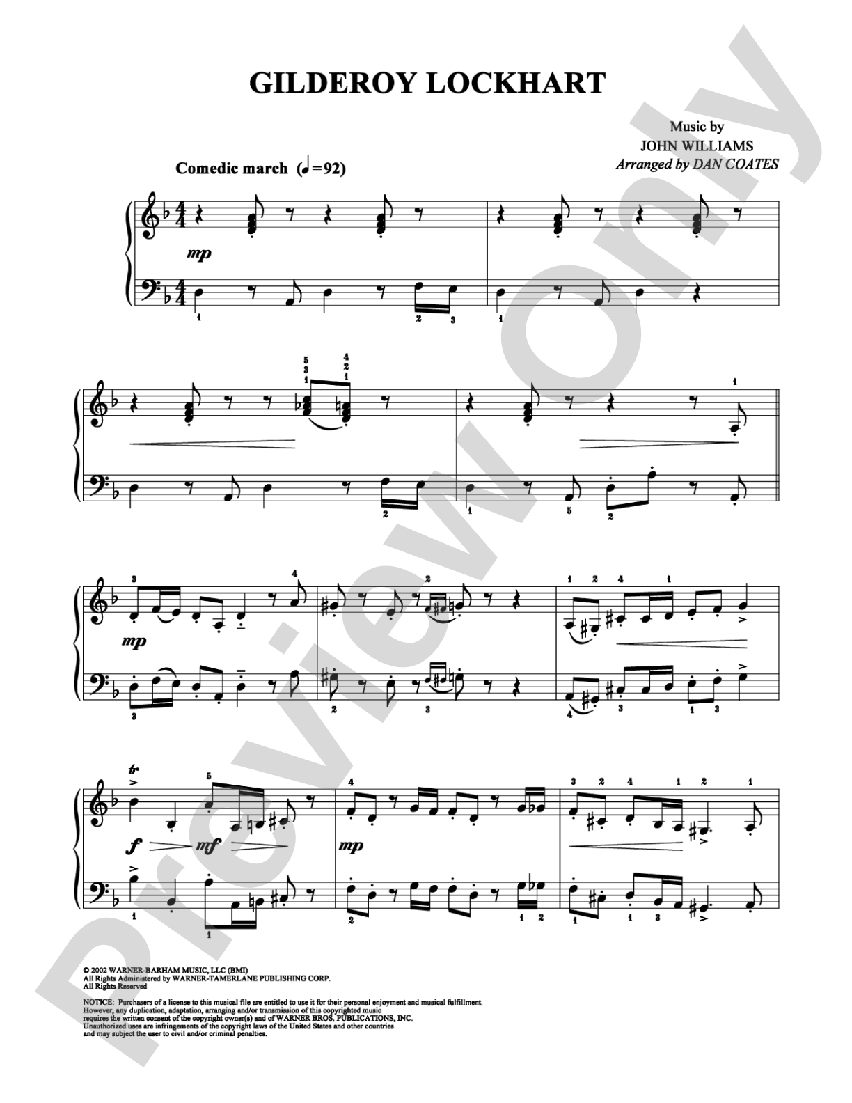 Gilderoy Lockhart: Easy Piano Digital Sheet Music