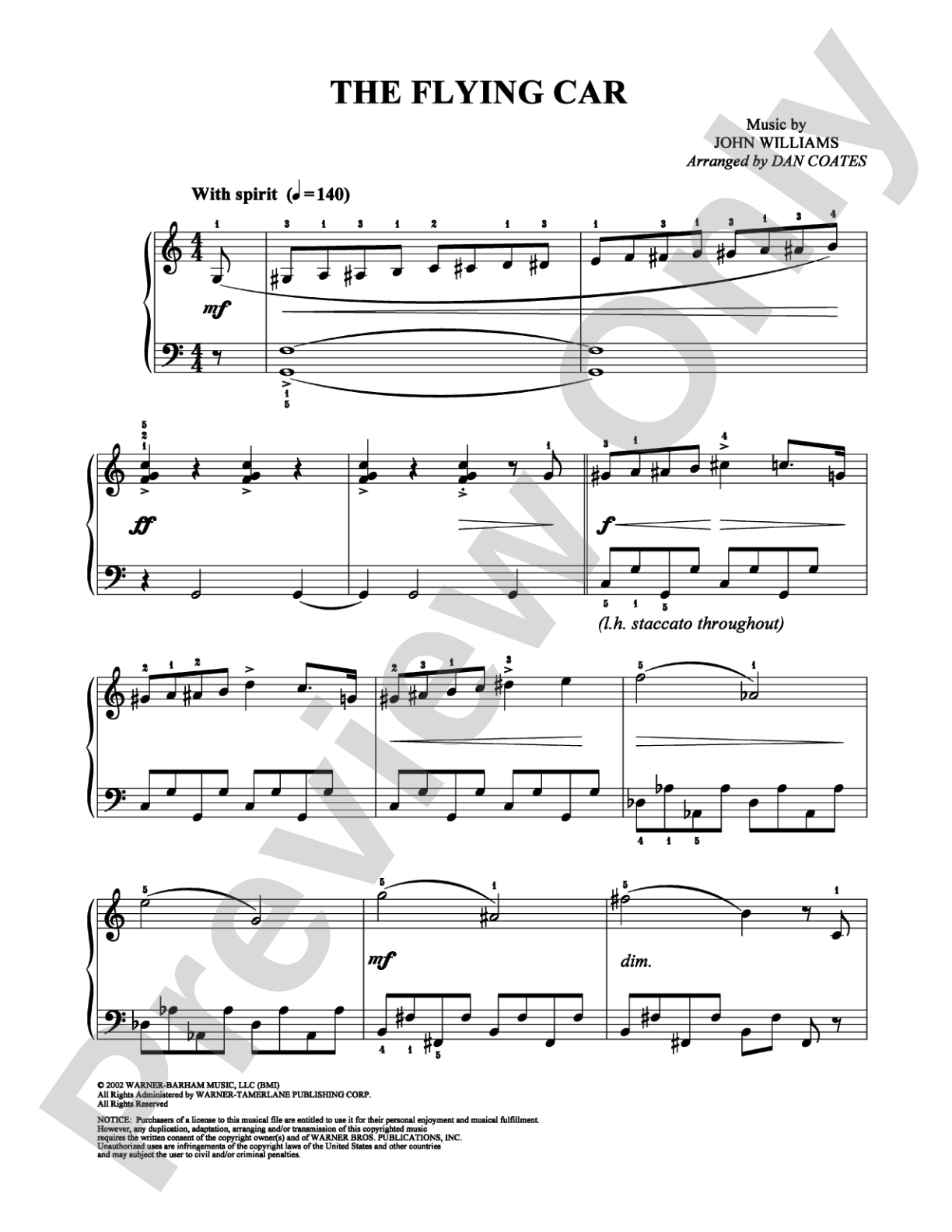 The Flying Car: Easy Piano Digital Sheet Music